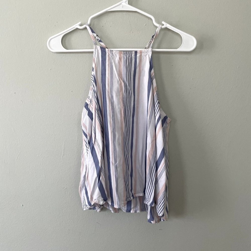 Hollister striped pink blue white sleeveless summer lightweight top women size S